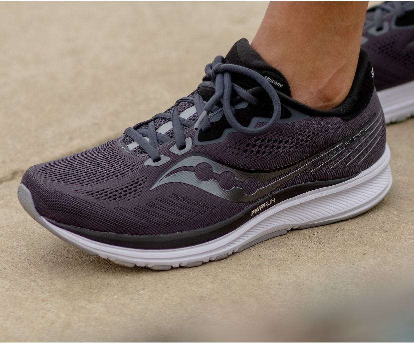 Saucony Ride 14 Wide Women's Running Shoes Grey / Black | Canada 201LISH